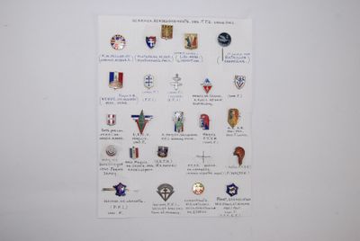 a picture of a picture of some badges on a piece of paper