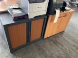 a printer sitting on top of a desk in an office