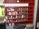a room with a lot of items on the shelves