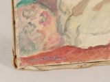 a painting of a woman laying on a bed