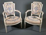 pair of louis xvi style painted armchairs