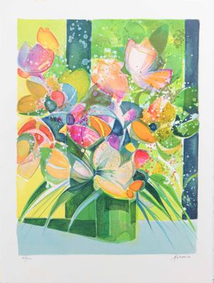 Camille HILAIRE (1916-2004) Le bouquet Lithographie en coule…