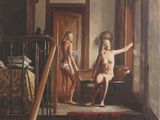 a painting of two naked women standing in a room