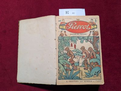 un vieux livre sur lequel figure l'image d'un homme et d'une femme dans la jungle