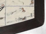 a picture of a clock on the wall with writing on it
