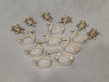 six pairs of silver plated ducks and a pair of glasses