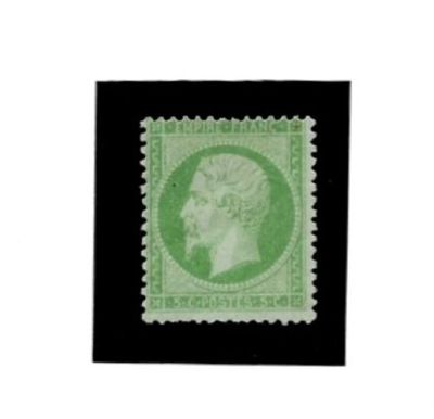 un timbre vert sur lequel figure le portrait d'un homme
