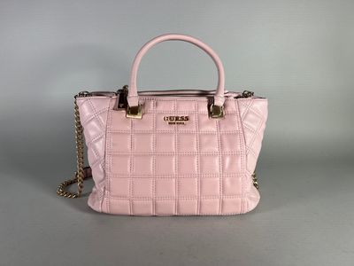 michael korsch pink quilted leather tote bag