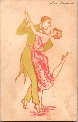 un dessin représentant un homme et une femme en train de danser