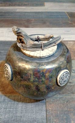 Pot Coréen en Terre Cuite Émaillée, Années 60