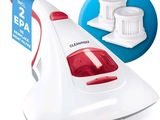 un balai vapeur blanc et rouge muni de deux réservoirs