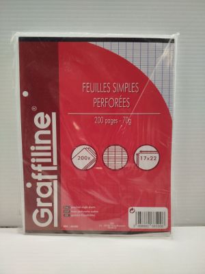 GRAFFILINE - Feuilles simples perforées - 17x22cm - 200 page…
