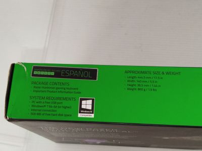 a box with a green label on it sitting on a table
