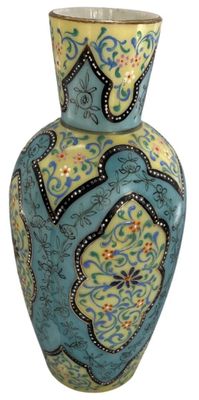 Vase balustre en céramique émaillée, à décor polychrome de rinceaux et - Photo 1