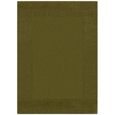 an olive green rug with a square border