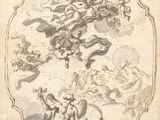 an image of a drawing of a group of angels in the sky