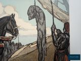 a painting of a man on a horse being pulled by a man on a horse