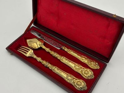 Couvert de voyage en argent doré (vermeil), composé d'une cu…