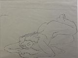 drawing of a man and a woman laying on the ground