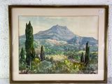 a picture of a painting of a mountain in a frame