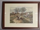reproduction encadrée d'un tableau représentant un groupe de personnes à cheval