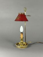 Lampe " Bouillotte" à crémaillère en laiton et abat-jour en …