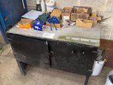 a table with a bunch of boxes on top of it