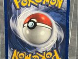 the pokemon card is in a clear plastic case
