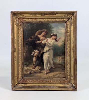 une peinture ancienne représentant une femme tenant un enfant dans ses bras