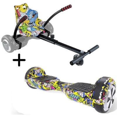 un skateboard et une trottinette sur laquelle est posé un casque