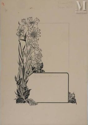 an image of a black and white drawing of flowers and a sign