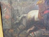 un tableau représentant un homme à cheval avec une femme à ses côtés