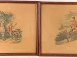 lot de deux reproductions encadrées représentant un homme à cheval et une femme à cheval