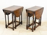 pair of antique oak drop leaf tables with turned legs