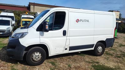 une camionnette blanche garée dans l'herbe