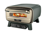 une photo d'un four grille-pain contenant une pizza