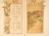 two pages of a book with a picture of a dirt road