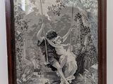 painting of a woman on a swing hanging on a wall