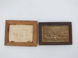 pair of antique wooden picture frames with glass inserts
