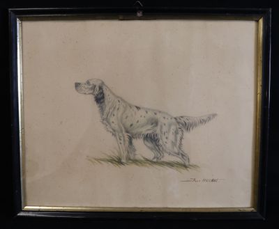 dessin d'un chien dans un cadre sur fond noir