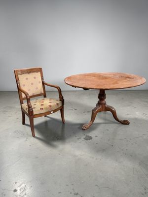 Table de salle à manger en acajou à pied central tripode ter…