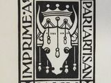a black and white drawing of a bull with a crown on it
