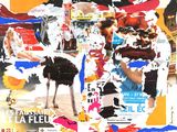une image représentant un collage d'un homme avec une autruche au premier plan