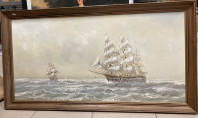une image d'un tableau représentant un bateau dans l'eau