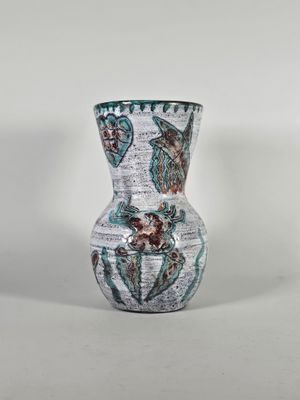 H. PITTORI à VALLAURIS. Vase balustre en faïence émaillée polychrome d - Photo 1