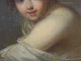 an oil painting of a young girl with a flower in her hair