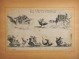an old drawing of a group of animals in various poses