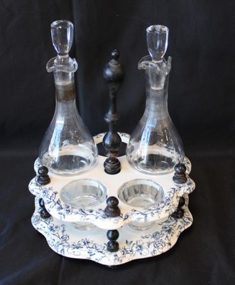 Service huile - vinaigre incomplet, céramique et verre