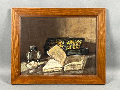 M. LIOTARD (XXe). Nature morte au livre.