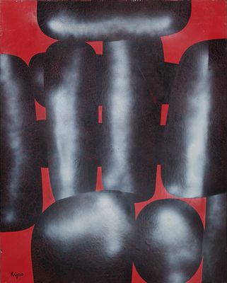 une image représentant un tableau noir et rouge sur fond rouge